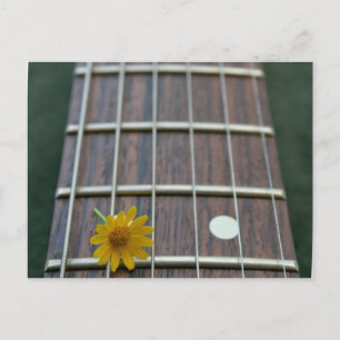 Cartão Postal Flor amarela no pescoço de guitarra