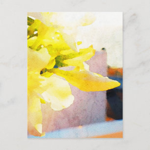 Cartão Postal *~* Flor AP10 Amarelo Pêssego Flor de Aquarela