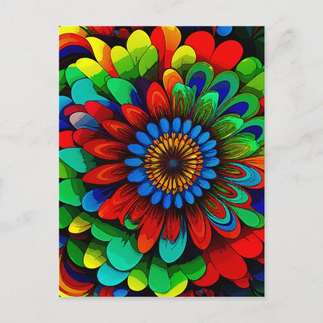 Cartão Postal Flor Arco-Íris Colorida 104 (Frente)