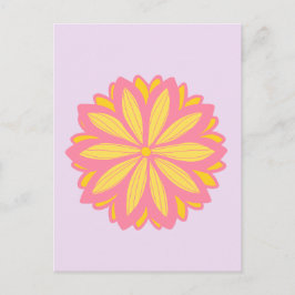 Cartão Postal Flor Botânica Rosa E Amarelo