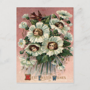 Cartão Postal Flor Branca de Garota Vitoriana