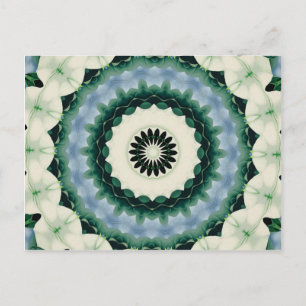 Cartão Postal Flor Branca e Mandala Azul Cerulena