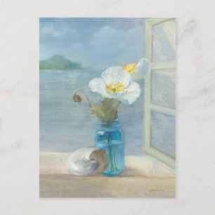 Cartão Postal Flor Branca Sobrevendo ao Mar
