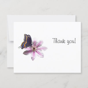 Cartão Postal Flor Clematis e borboleta negra