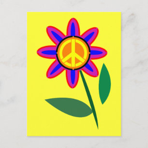 Cartão Postal Flor da Paz - Pop de Arte do Sinal de Paz
