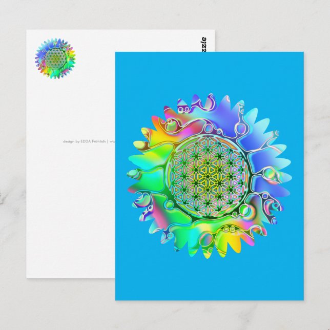 Cartão Postal Flor da Vida - Flor Geométrica 5 (Frente/Verso)