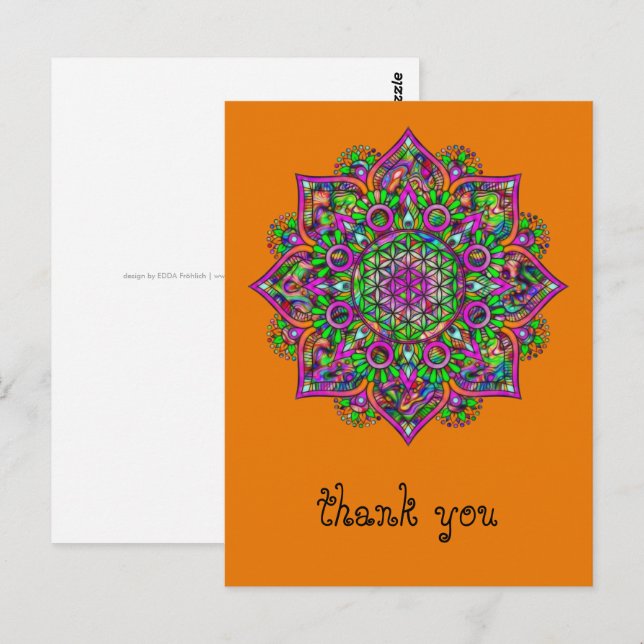 Cartão Postal Flor Da Vida - Índia Mandala 1 (Frente/Verso)
