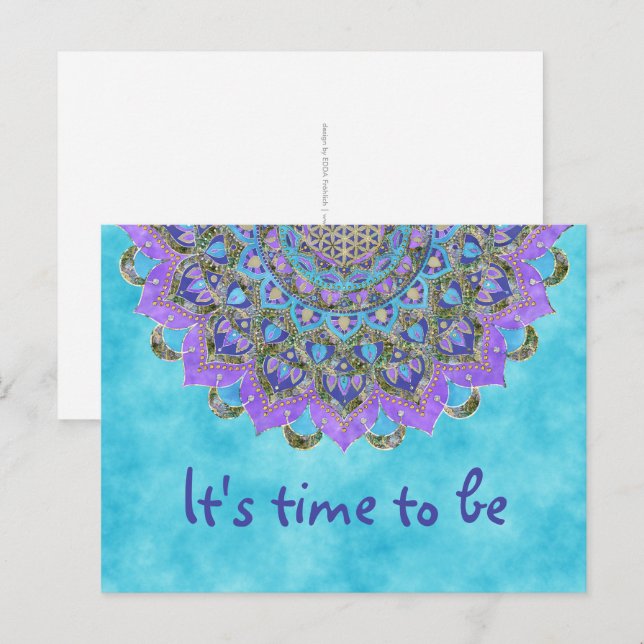 Cartão Postal Flor da Vida - Mandala Estilo Índia 2 (Frente/Verso)