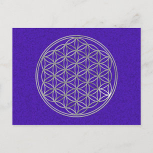 Cartão Postal Flor Da Vida prata, violeta