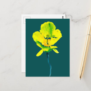 Cartão Postal Flor de amarelo abstracta aquarela 