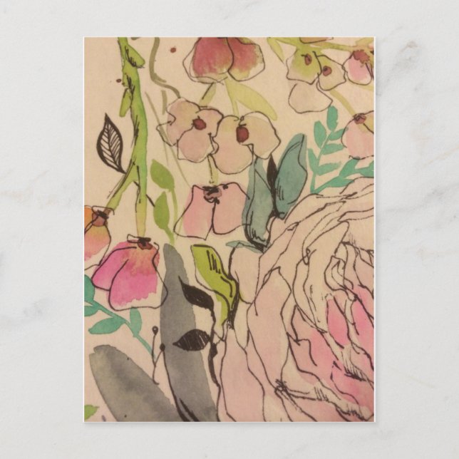 Cartão Postal Flor de Aquarela 2 (Frente)