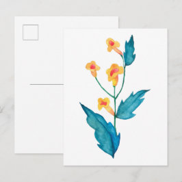 Cartão Postal Flor de aquarela amarela