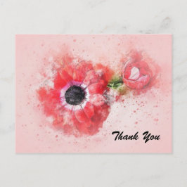 Cartão Postal Flor de Aquarela Rosa com Bubo de Flor