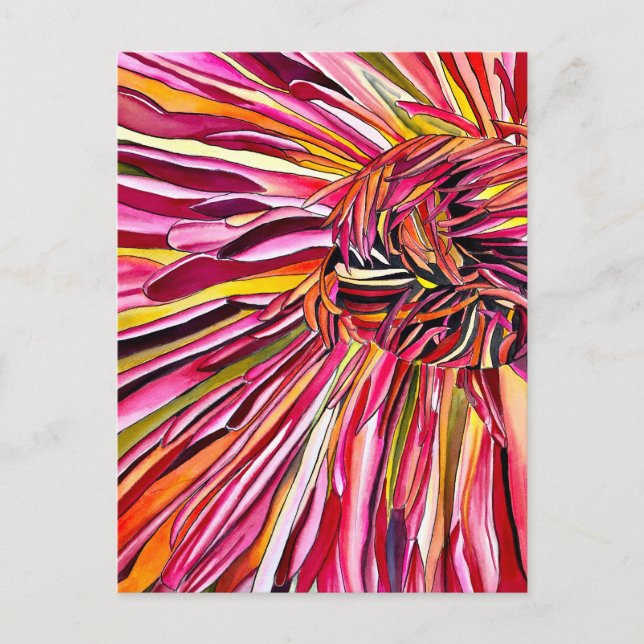 Cartão Postal Flor de aquarelas de crisântemos (Frente)