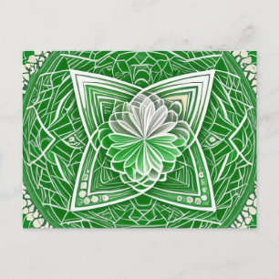 Cartão Postal Flor de Celta Verde Coração Chakra Geometria Sagra