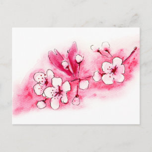 Cartão Postal Flor de Cereja de Aquicultura