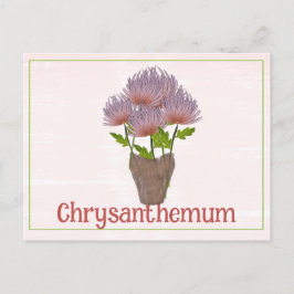 Cartão Postal Flor de Crisântemo em Aquarela Aniversário de Nove