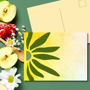 Cartão Postal Flor de Geométrico Mod Retro Verde