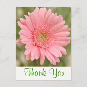 Cartão Postal Flor de Gerbera Margarida Amarela e Verde Obrigado