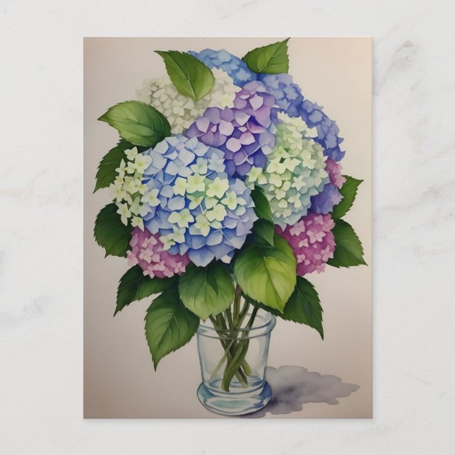 Cartão Postal Flor de Hydrangea Azul (Frente)