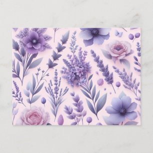 Cartão Postal Flor de Lavanda estética púrpura de Pastel