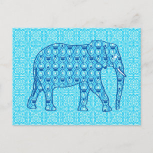 Cartão Postal Flor de lótus elefante - turquesa
