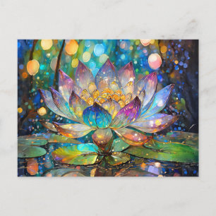 Cartão Postal Flor de Lótus Iluminada em Flor