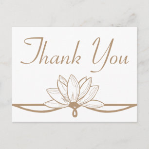 Cartão Postal Flor de Lótus Marrom e Branco Agradecimento