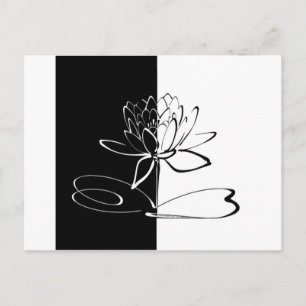 Cartão Postal Flor de Lótus Preta e Branca Yin Yang