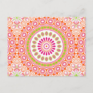 Cartão Postal Flor de Mandala de Primavera Rosa Brilhante e Lara