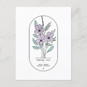Cartão Postal Flor de Nascimento Violeta de Fevereiro 