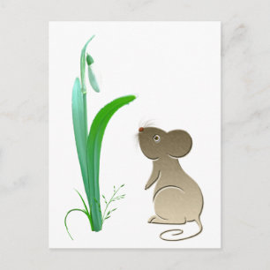 Cartão Postal Flor de neve e rato cômodo