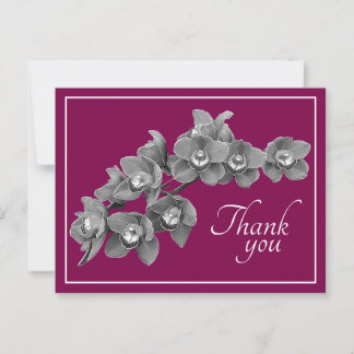 Cartão Postal Flor de Orquídea Preto/Branco Fundo Rosa de Agrade
