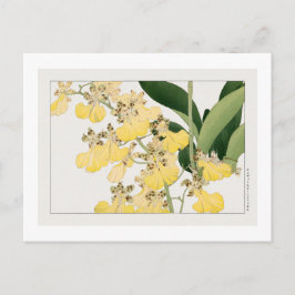 Cartão Postal Flor de orquídea vintage, obra de arte ukiyo e