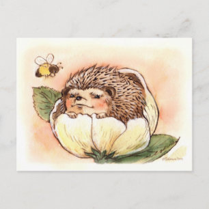 Cartão Postal Flor de ouriço Bebê Aquarela