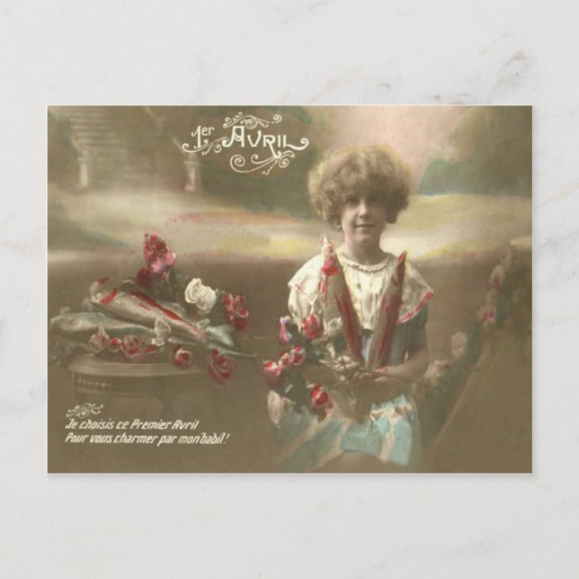 Cartão Postal Flor de Peixes Vitoriano Jardim Poisson d'avril (Frente)