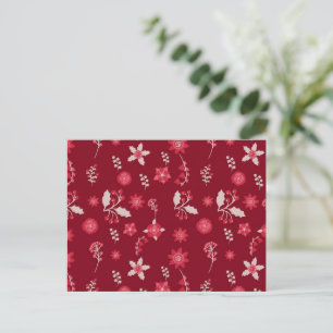Cartão Postal Flor De Poinsettia De Natal E Lavagem De Cereja Pa