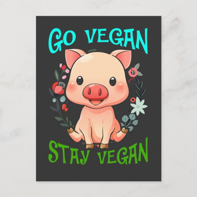 Cartão Postal Flor de Porco Cinto Vegan Direitos Animais Vegetai (Frente)