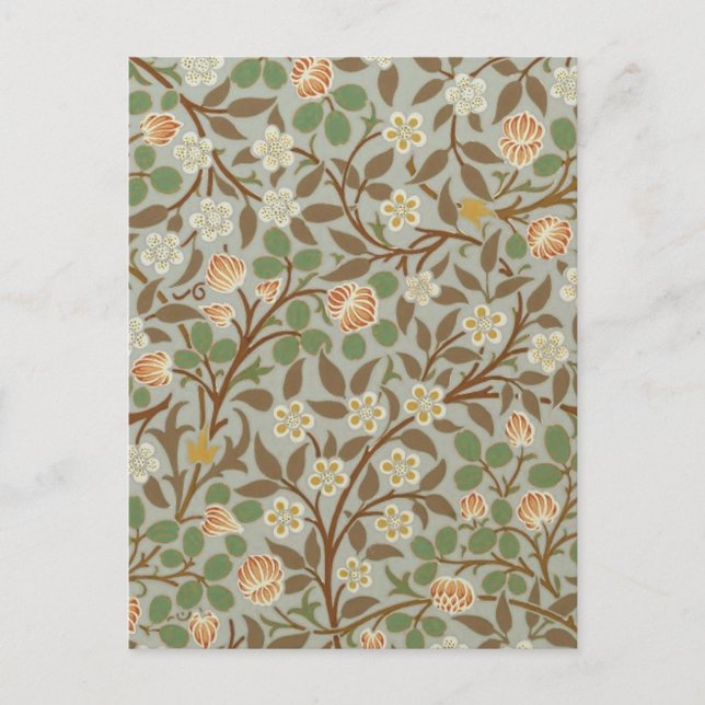 Cartão Postal Flor de trevo botânico William Morris (Frente)