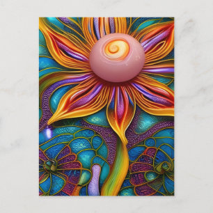 Cartão Postal Flor de vidro do ornamentado