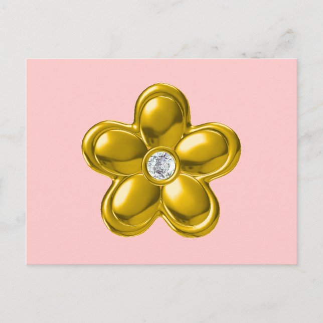 CARTÃO POSTAL FLOR DOURADO COM DIAMANTE (Frente)