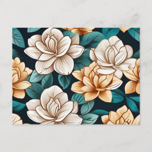Cartão Postal Flor e Folhas de Gardênia Chic