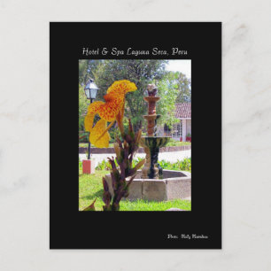 Cartão Postal Flor e fonte, Hotel & Spa Laguna Seca, Peru