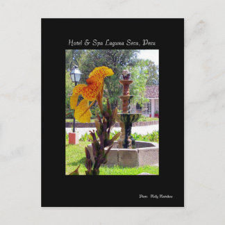 Cartão Postal Flor e fonte, Hotel & Spa Laguna Seca, Peru