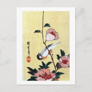 Cartão Postal Flor e Pássaro, Hiroshige, Ukiyo-e