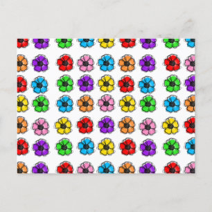 Cartão Postal Flor Floral Doodle Line Art Watercolor Abstrato