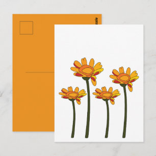 Cartão Postal Flor Floral Laranja Vermelho Caprichoso