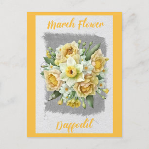 Cartão Postal Flor floral narciso flor de março vintage 