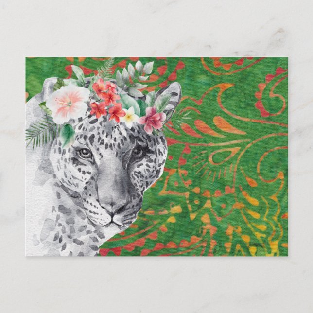 Cartão Postal Flor Leão Selvagem Batik (Frente)