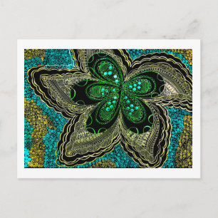 Cartão Postal Flor Mandala Esmeralda Turquesa